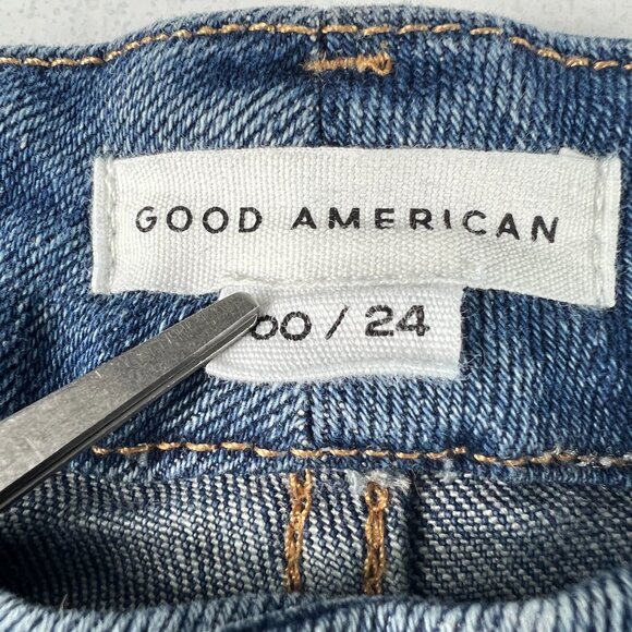 Good American Jeans Women's Measured 25x26 Good Legs Cigarette Blue Denim Tag 24 - Picture 7 of 16